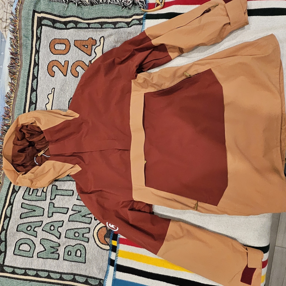 Two-Tone Brown and Tan Hooded Jacket